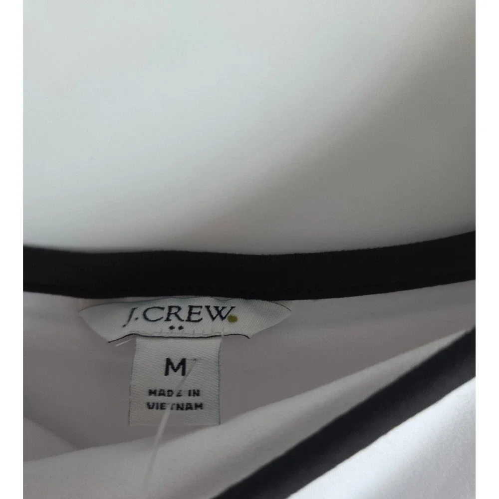 J.Crew Women White Black Trim Pleated Tennis Dress CG043 Size M NWT